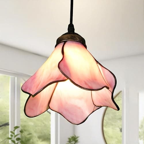 Fandian Vintage Pendant Light Fixture Glass Hanging Light Fixture Folwer Light Pendant Lights Modern LED Lighting for Bedroom Kitchen Island Hallway Bathroom - Image 1