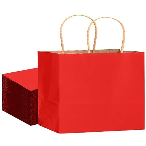 qiqee 13"x4.5"x10" Large Gift Bag with Handles Bulk 32PCS Gift Paper Bags Wine Red Bags Multiple Uses (Wide Large) - Image 1