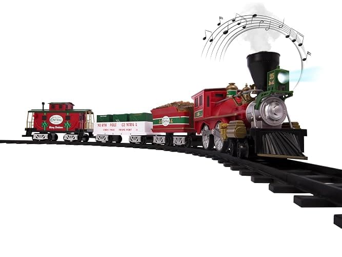 Lionel Battery-Operated North Pole Central Freight Toy Train Set with Bluetooth, Locomotive, Train Cars, & Track with Authentic Train Sounds, Lights, & Water Vapor Smoke Effects for Kids 4+ - Image 1