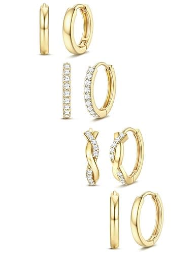 Jstyle Small Gold Hoop Earrings for Women Trendy 14K Gold Plated Huggie Earrings Hypoallergenic Cartilage Earring Stacks Cute Dainty Huggie Hoops Earring Sets for Multiple Piercing - Image 1