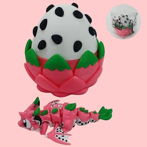 Kynovatrix Enchanted 3D Egg with Miniature Inside - Handcrafted Printed Collectible | Fantasy Decor & Gift (Dragon Fruit Dragon & Egg (Box)) - Image 1