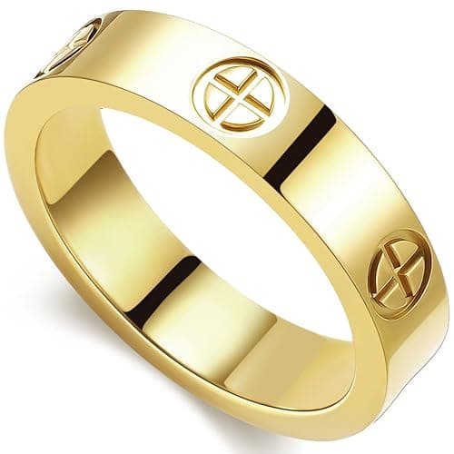 PDWZNBA Love Friendship Ring 18K Gold-Plated Stainless Steel Promise Ring Wedding Band Jewelry Birthday Gifts for Women - Image 1