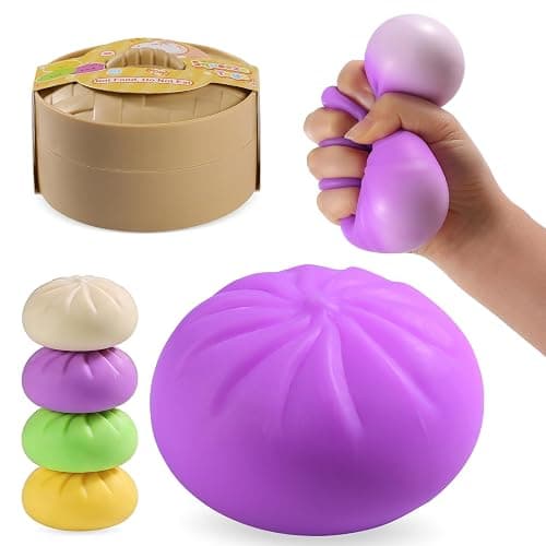 Squishy Dumpling Sensory Toys Mystery Dumpling Squishy Stress Relief Fidget Easter Gifts for Kids & Adults Anxiety Relief Squeeze Toy for Boys and Girls Easter Basket Stuffers for Teens (Purple) - Image 1