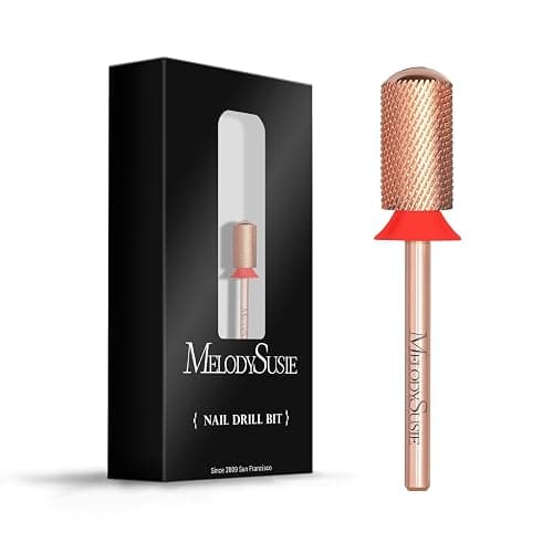 MelodySusie Safety Nail Drill Bits, 3/32'' Smooth Round Top Large Barrel Carbide Bits, Suitable for Manicure Pedicure Cuticle Gel Polishing, Beginners Bits, Rose Gold, Series Bit-S, Fine - Image 1