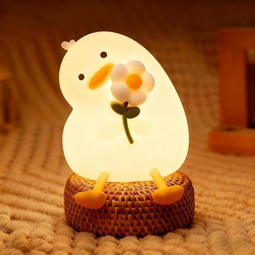 Duck Night Light, Soft Silicone Duck Cute Lamp, Rechargeable Night Light for Kids with 30 Minutes Timer & Touch Control, Dimmable Bedside Lamp, Cute Room Decor for Children Girls Christmas Gifts - Image 1