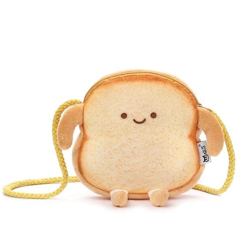 Veediyin Plush Toast Crossbody Bag Cute Toddler Purse for Girls Gifts Kawaii Mini Purse for girl Y2K Wallet 3-12Year (Yellow) - Image 1
