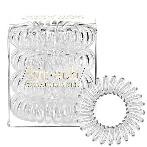 Kitsch Spiral Hair Ties for Women - Creaseless and Dent-free Coil Hair Ties | No Damage, Phone Cord Coils | Made of Flexible and Durable Plastic | Ideal Gifts for Women - 4pcs (Clear/Transparent) - Image 1