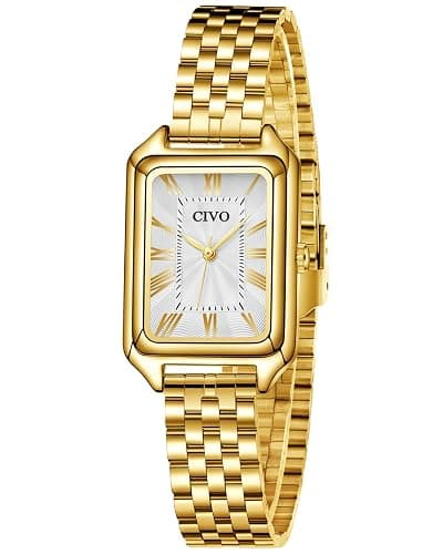 CIVO Montre Femme Vintage Rectangulaire Analogique Montre Bracelet Acier Inoxydable - Cadeau pour Femme PersonnalisΓ© Tendance - Image 1