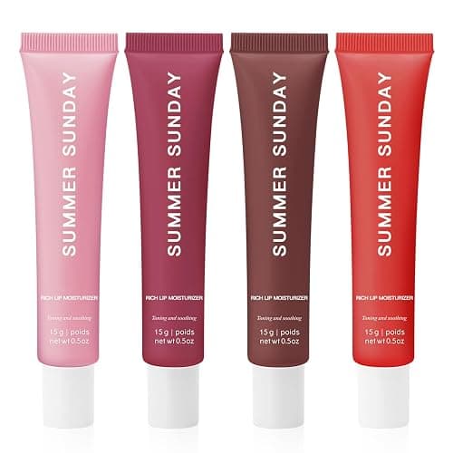 Summer Lip Balm, 4 Color Glossy Moisturizing Lip Balm - Instant Moisture and Hydration Gloss/Natural Plumping Lip - Image 1