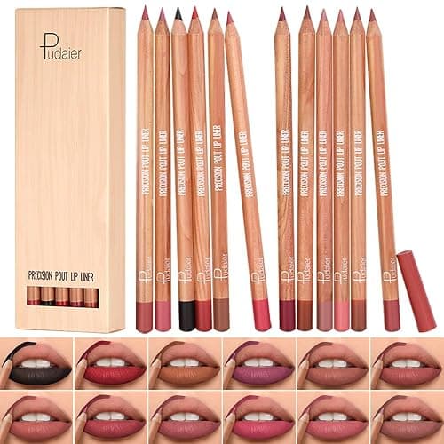 12 Colors Lip Liner Set, Matte Finish Series Lip Liners Pen Kit for Women, Long Lasting Waterproof Smooth High Pigmented Lip Pencil for Daily Makeup (Set B) - Image 1