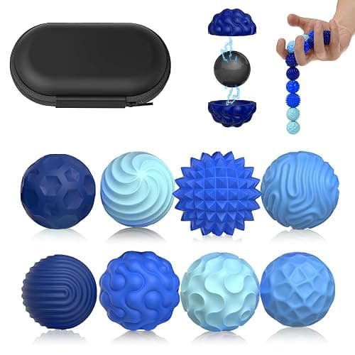 Magnetic Sensory Fidget Balls (8PCS), Weighted Magnet Balls Fidget Toys for Teens Adult ADHD Autism Anxiety, Quiet Stress Relief Office Desk Gadgets, Hand Therapy Sensory Toy Items Gift (Blue) - Image 1