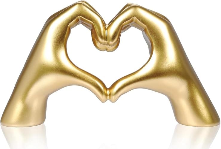 SINTENILL Heart Hands Sculpture, Gold Resin Material, Room Decor for Living Room, Bedroom, Office, Coffee Table, Desk, Wedding, Party, Gifts for Girl - Image 1