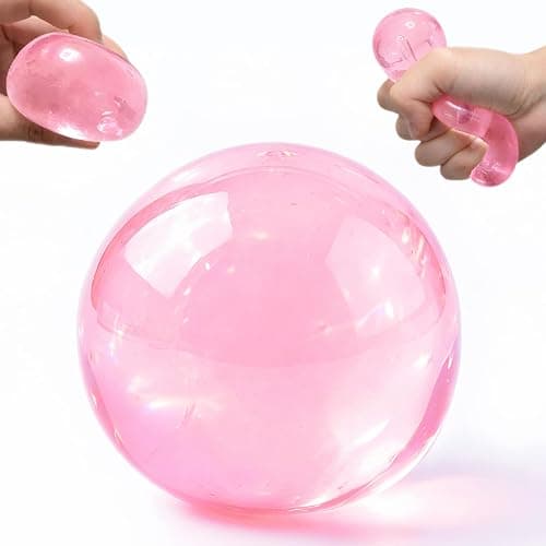 Pink Coconut Oil Squishy Sugar Stress Ball, Slow Rising Fidget Toy for Anxiety Relief and Focus, Transparent Pink Squishy Sugar Sensory Squeeze Toys for Adults and Kids, Office Desk Relaxation - Image 1