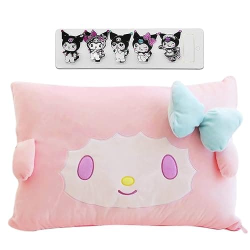 Shuyun Cartoon Cute Pillowcase Anime Double Sided Plush Pillowslip Girl Bedroom Decoration Kawaii Cotton Pillowcase, Cute Hairpin (Green) - Image 1