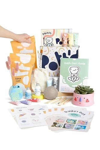 Pott'd Air Dry Clay for Adults. Beginners Home Pottery Kit for Adults. DIY Craft Kit for Adults. Kit Includes: Air-Dry Clay for Adults, Tools, Paints, Brushes, Sealant, How-to-Guides - Image 1