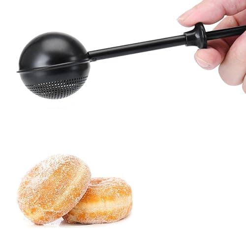 HULISEN Flour Duster for Baking, One-Handed Operation, 304 Stainless Steel Powdered Sugar Shaker Duster, Pick Up and Dust Flour Sifter, Gift Package, Black - Image 1