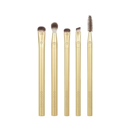 EcoTools Precious Metals Brightening Eye Kit, Precision Makeup Brushes For Eyeshadow, Brows, & Liner, Eco-friendly Makeup Brush Set, Sustainable Recycled Aluminum, Cruelty-Free, Chrome, 5 Piece Set - Image 1