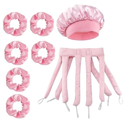 Octopus Heatless Curler, 8-Piece Set with 56x36cm Rollers and 30cm Cap, Heatless Curlers Long Hair, Overnight Curl Creation for Damaged Hair, Quick Styling Solution - Image 1