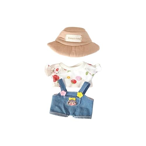 CALEMBOU Plush Doll Clothes, Cute Plush Dolll Clothes Suit for 6 Inches Doll, Kawaii Doll Clothes Accessories Set for Birthday Gifts (Cherry T-Shirt Set) - Cherry T-shirt Set - Image 1
