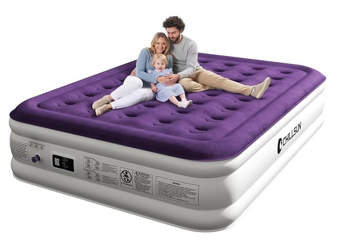 CHILLSUN Air Mattress Queen With Built in Pump - Upgraded Blow Up Bed,2 Mins Quick Self Inflatable and Deflate, 18"/650lbs Max, Strong Support, Flocked Top, Puncture Resistant, for Camping,Home,Guests - Image 1