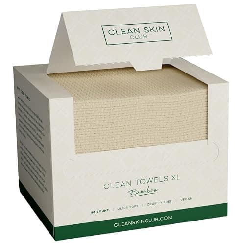 Clean Skin Club Bamboo Viscose Clean Towels® XL 100% USDA Biobased Face Towel, Disposable Face Towelette, Makeup Remover Dry Wipes, Ultra Soft, 50 Ct, 1 Pack - Image 1