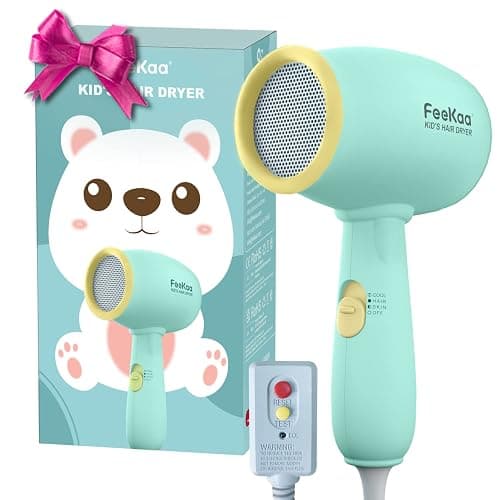 Feekaa Kids Hair Dryer, Low Noise Gentle Heat for Kids Skin, Gift for Children's Birthday, Christmas, Yellow-Green - Image 1