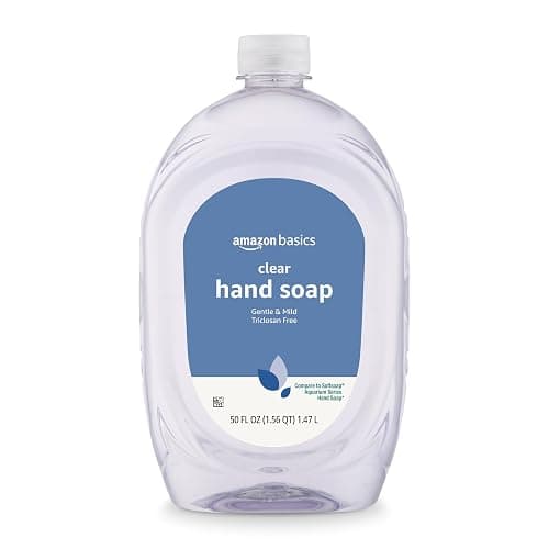Amazon Basics Gentle & Mild Clear Liquid Hand Soap Refill, Triclosan-free, 50 Fluid Ounces, 1-Pack (Previously Solimo) - Image 1