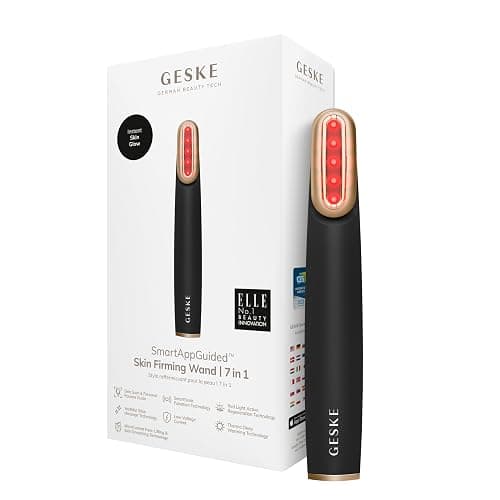 GESKE Skin Firming Wand | 7 in 1 | Dispositivo antiedad | Lifting facial MicroCurrent | Cuidado de la piel | Elimina arrugas Reafirmante facial avanzado | Tecnología LED roja | Cabezal giratorio - Image 1