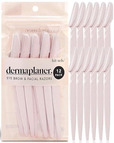 Kitsch Dermaplaning Tool - Face Razors for Women and Men, Eyebrow Trimmer and Face Shaver, Facial Hair Removal for Women and Men, Dermaplane Razor - 12pc Blush - 12 count (Pack of 1) - Blush - Image 1