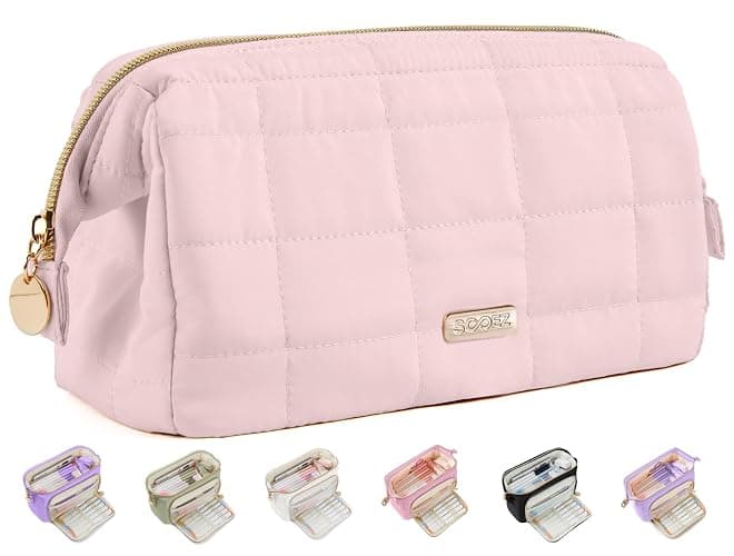 Sooez Large Pencil Case Pouch, Soft Pencil Bag with Zipper, Pen Bag Wide Opening, School Supplies Cute Pencil Case for Girls Boy Men Women, Soft Pink - Image 1