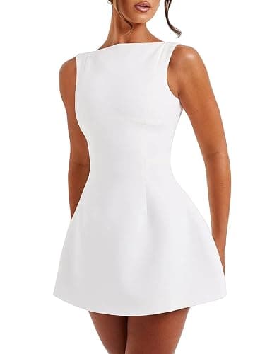 LuFeng Women's Summer Sexy Sleeveless Zipper Mock Neck Slim Fit A-line Mini Dress Bodycon Party Club Dress for Women - Image 1