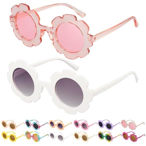 Mdvora 2/4/8/12/24 Pack Round Flower Sunglasses, Outdoor Kids Sunglasses Kit, 12 Color Options - Set A, 2pcs - Image 1