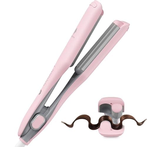 Curling Iron Hair Crimper Waver, MiroPure Beach Waves Curling Wand 1 inch with 30S Fast Heating & PTC Heater, Deep Waver Hair Curler for Women, Dual Voltage, Pink - Image 1