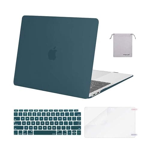MOSISO Compatible with MacBook Air 13 inch Case M1 Chip 2021-2018 Release A2337 A2179 A1932, Plastic Hard Shell&Keyboard Cover&Screen Film&Storage Bag for MacBook Air 13.3 inch Case, Deep Teal - Image 1