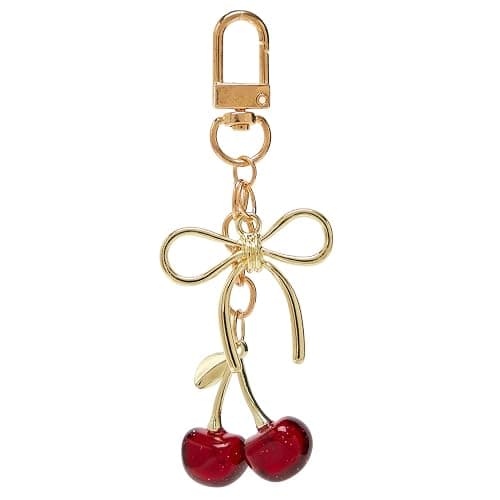 YDF Cherry Keychain Cute Bag Charm Women Leather Keyring Car Keys Gift Mother's Day Birthday Valentine's Purse Accessory - Image 1