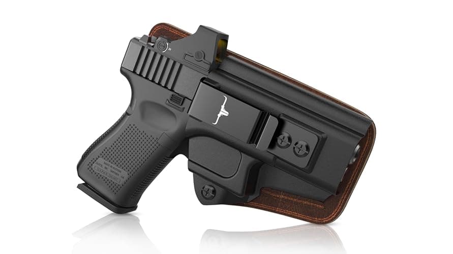 Texas Gun Holsters IWB Concealed Carry Holster Bundle - Premium Kydex & Leather Hybrid Holster with Tactical Belt, Ideal for Appendix Carry, Compatible with Glock 19 (Gen 3/4/5), 19X, 44, 45, 23, 32 - Image 1