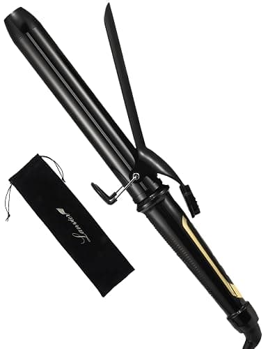 LANVIER 1.25 Inch Curling Iron, Extra Long Barrel 1 1/4 Inch Curling Iron for Long Hair up to 450F, Worldwide Dual Voltage Hair Curler for Traveling, Hair Waving Style Tool Black - Image 1