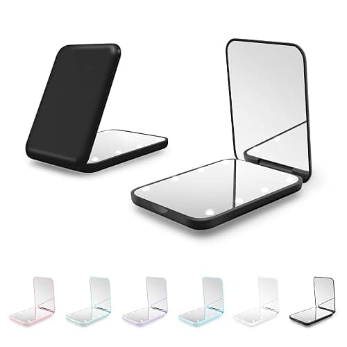 Kakuje Compact Mirror, 1X/3X Magnification LED Pocket Mirror with Nternal BIattery, Pink Mini Mirror for Purse, Pocket,Travel and Present - Image 1