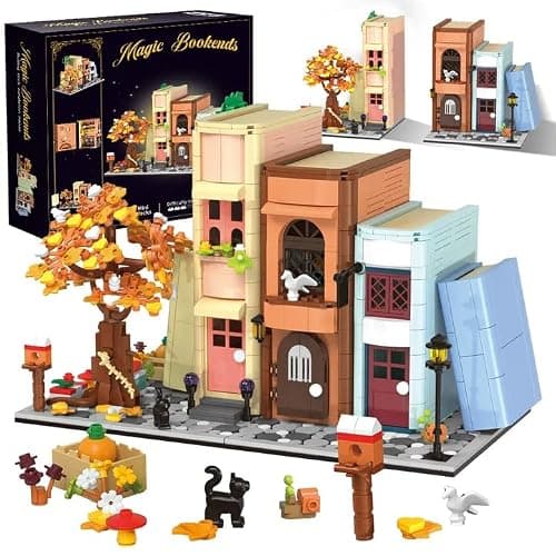 RAVAYO Creative Bookcase Building Set, Cafe House Building Block Toy Gift for Adults,Mini Bricks - Image 1