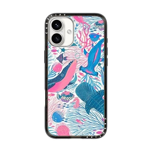 CASETiFY for iPhone 16 Plus Case - Compact Compatible with MagSafe | Slim and Sleek | 4ft. 2x Military Grade Drop Protection | Under the Sea by Grace Andersson | Black - Image 1