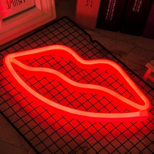 Hopolon Lip Neon Signs, LED Neon Light for Party Supplies, Girls Room Decoration Accessory, Table Decoration, Children Kids Gifts (Red Lip)… - Red Lip - Image 1