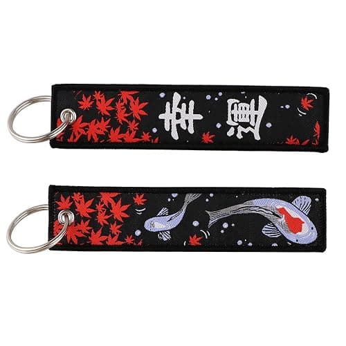 Mamarmot 2 Pack Japanese Embroidery Key Fobs Backpack Key Tags Motorcycles Keychain Keyrings Accessories Gift - Image 1