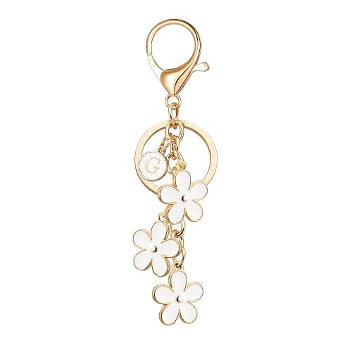 OUMILAN Initial Keychain Cute Flower Charms Keyring for Handbag Backpack–Personalized A-Z Letter Jewelry Gift for Women Girls - Image 1