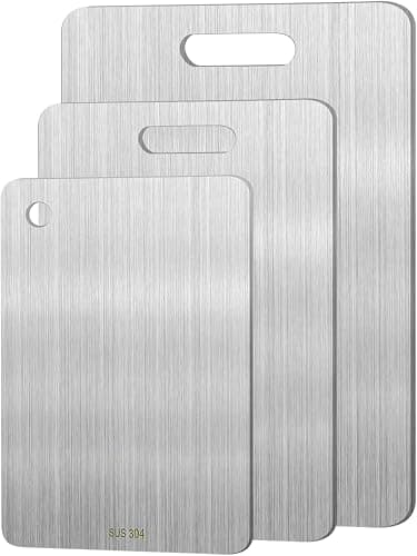 3pcs Stainless Steel Cutting Board Cutting Boards for Kitchen, Upgrade Double Sided Board, Thick Cutting Board for Home Kitchen Cooking - Image 1