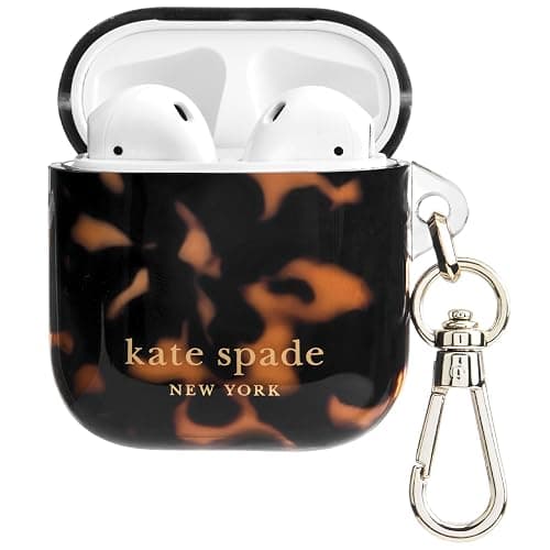 Kate Spade New York AirPods Protective Case with Keychain Ring - Tortoiseshell, Compatible with AirPods 2nd / 1st Generation - Image 1
