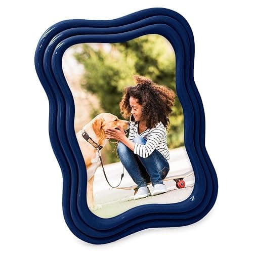 Isaac Jacobs 4x6 Navy Curved Deco Frame for Tabletop and Wall Display, Decorative Art, Design, Home Décor, Gift (4x6, Navy) - Image 1