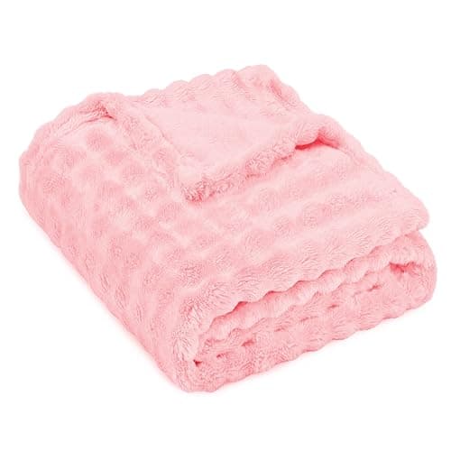 KIVEE Pink Fleece Baby Blanket, Soft Cozy Baby Blankets for Girls Boys, Cute Fuzzy Throws Infant Newborn Receiving Blankets for Toddler Bedding Crib Stroller, 30" x 40" - Image 1