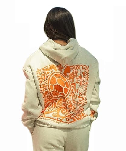 Oversized Graphic Hoodie for Teens Girl Y2K Ocean Floral Embroidered Preppy Hooded Sweatshirt Cute Aesthetic Sweater - Image 1