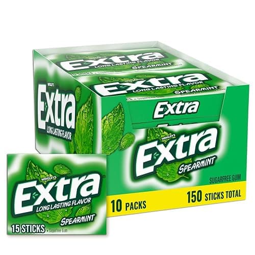Extra Gum Spearmint Sugarfree Gum Bulk, Individually Wrapped, Perfect for Long Lasting Fresh Breath at School, Work & Travel 15 Count, Pack of 10 - Image 1