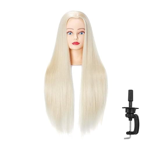 Hairingrid 26"-28" Mannequin Head Hair Styling Training Head Manikin Cosmetology Doll Head Synthetic Fiber Hair and Free Clamp Holder (Blonde) - Image 1